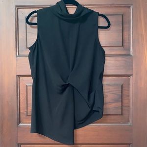 Black high neck top with twist detail in front